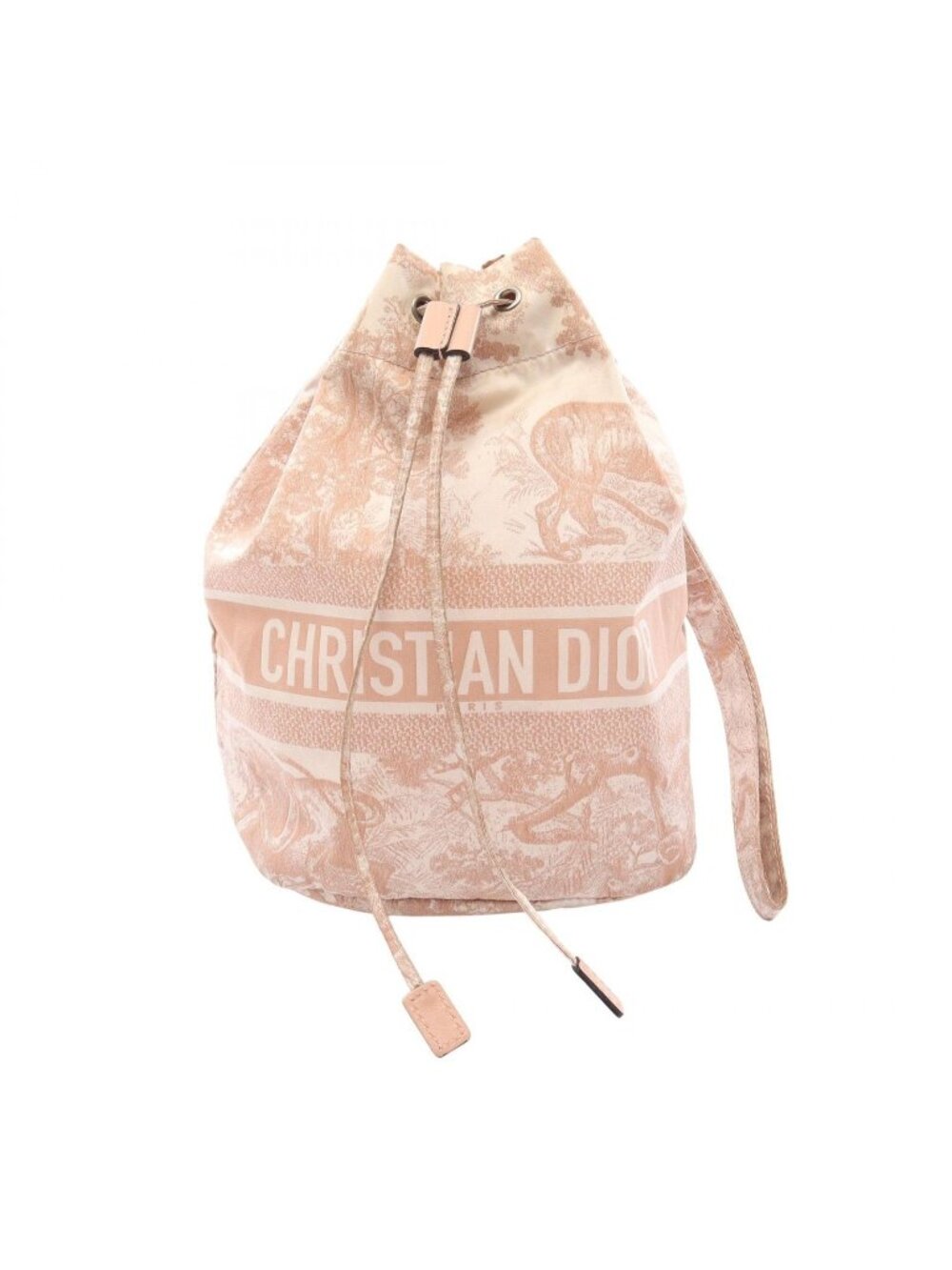 Dior Pouch Toile de Jouy Drawstring Pink Beige White Nylon